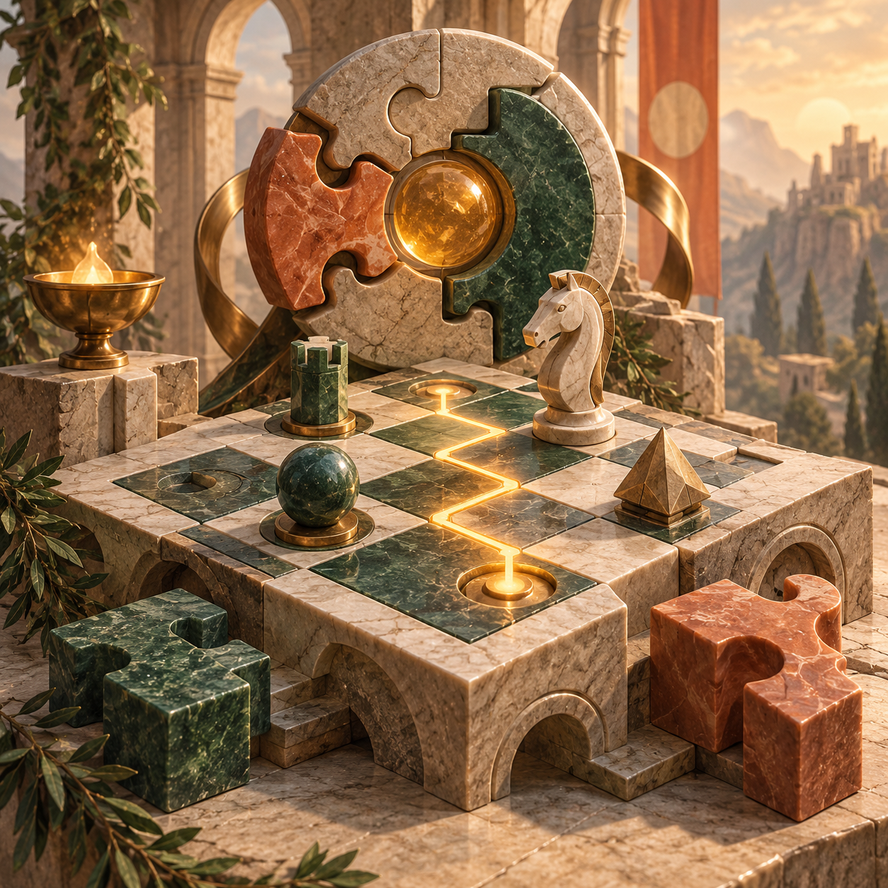 A handcrafted marble strategy world